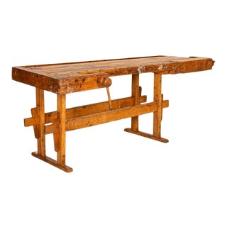 Authentic Vintage Carpenter's Workbench Work Table From Hungary For Sale