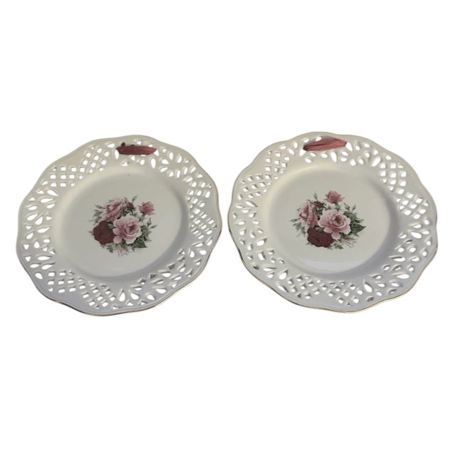 Vintage Formalities by Baum Brothers Victorian Rose Pierced Plates - A Set of 4 For Sale In Birmingham - Image 6 of 11