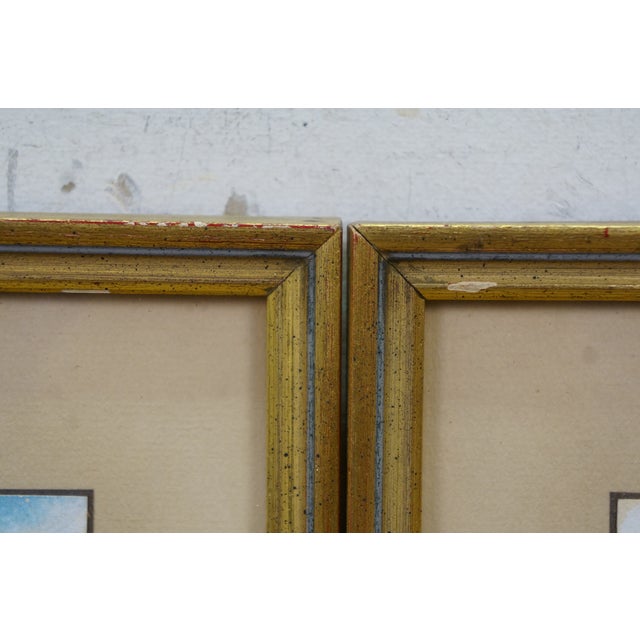 Beige Mid Century Helen McRae Architectural Watercolor City Landscape Paintings 9" - Set of 2 For Sale - Image 8 of 12