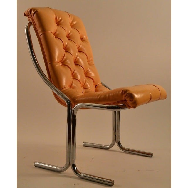 Tubular Chrome Tufted Vinyl Armless Chair Chairish