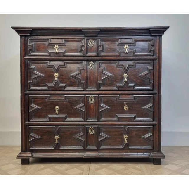 Antique Charles II Oak Chest of Drawers, 1600s For Sale - Image 9 of 9