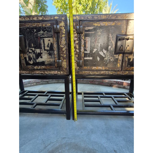 Late 19th Century Qing Dynasty Chinese Export Lacquer Cabinets For Sale - Image 17 of 18