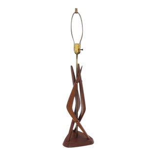 Vintage Mid Century Walnut Table Lamp For Sale