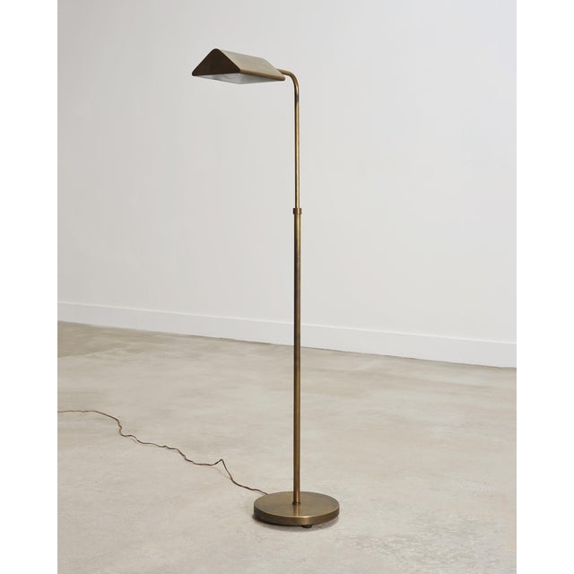 Mid-Century Modern Mid-Century Patinated Brass Adjustable Pharmacy Floor Lamp For Sale - Image 3 of 16
