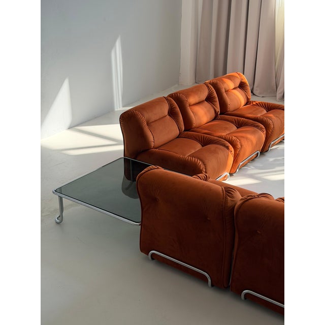 Italian Modernism Burnt Orange Modular Sofa, 1970s For Sale - Image 3 of 9