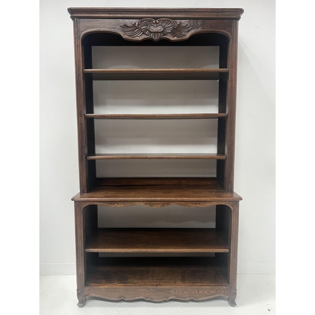 Louis XV Style 2-Part Wall-Mounted Bookcase in Oak, 20th Century For Sale - Image 9 of 16