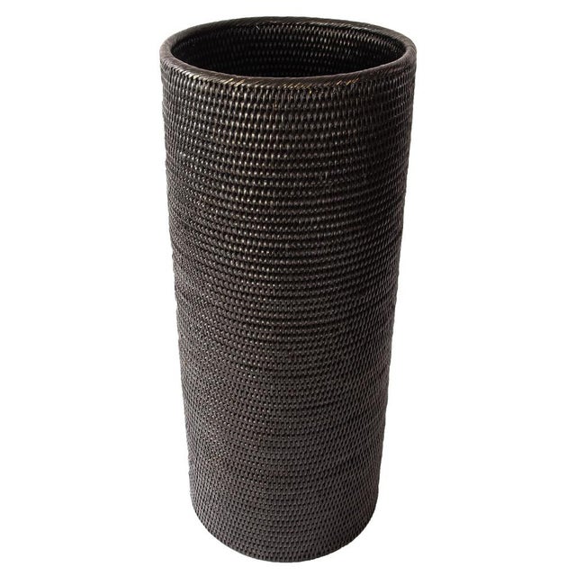 Artifacts Rattan Round Umbrella Basket in Tudor Black For Sale In Houston - Image 6 of 6