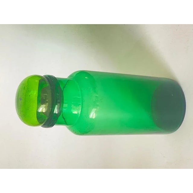 Glass Vintage Green Glass Bottle in Glass, Italy, 1970s For Sale - Image 7 of 9