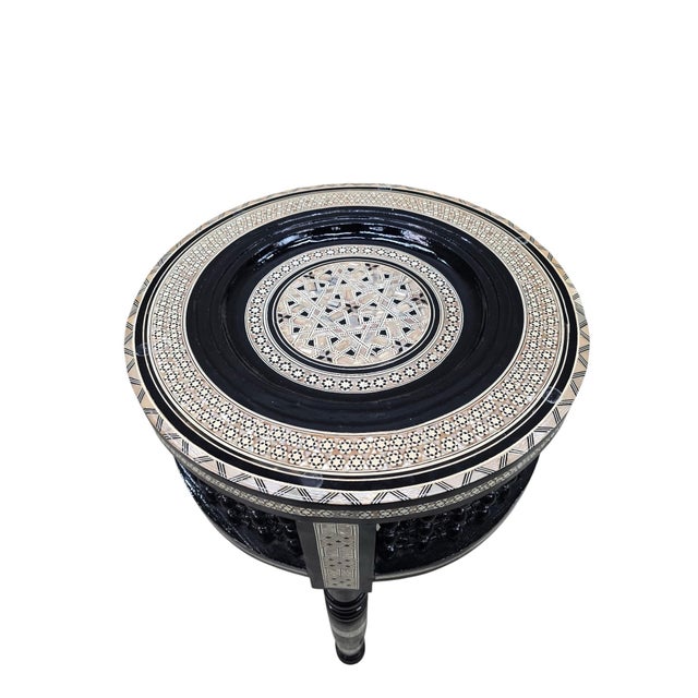 Vintage Moroccan Marquetry Side Tables With Mother-of-Pearl Inlay – Pair For Sale - Image 9 of 11
