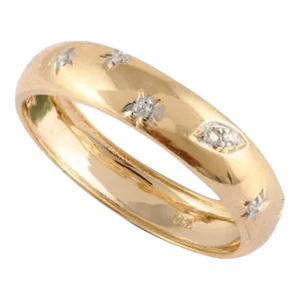Diamond Studded Celestial Ring in 18kt Solid Yellow Gold Ring Size 7