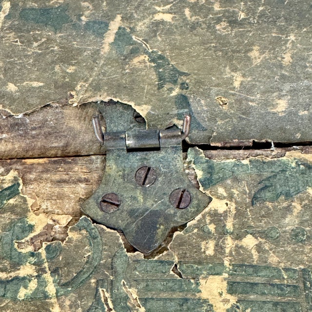 Antique Wood Cabinet/Cupboard With Old Decorative Paper Covering Surface For Sale - Image 10 of 12