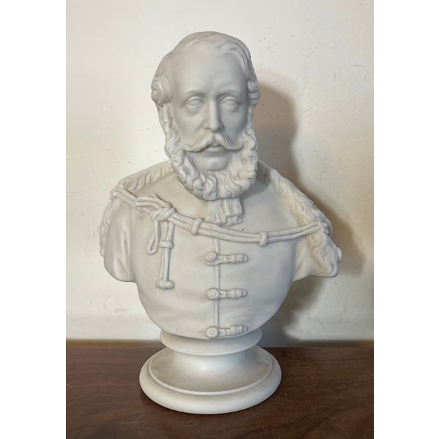 Antique 19th century English Copeland parian porcelain portrait bust of a Victorian bearded gentleman. Rising on a...
