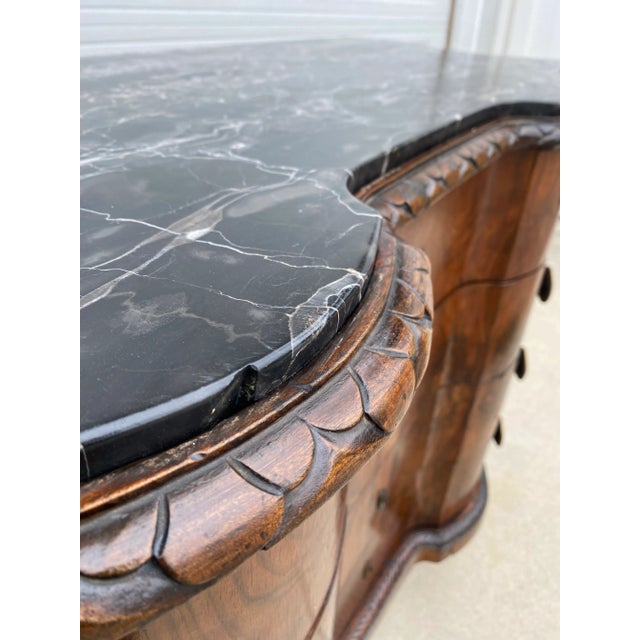 Spectacular Antique Walnut Serpentine Commode With Marble Top – Late 19th/Early 20th Century For Sale In Los Angeles - Image 6 of 11