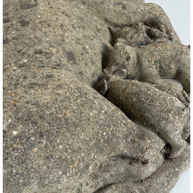 Gray English Weathered Garden Stone Pig With Piglets Sculpture For Sale - Image 8 of 9