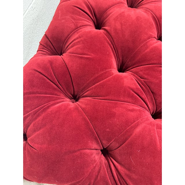 2020s Mr Brown London Smoking Room Oxblood Velvet Tufted Ottoman For Sale - Image 5 of 5