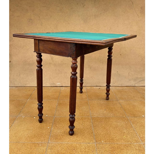 Brown Oak Games Table with Green Felt Top, 1920s For Sale - Image 8 of 15