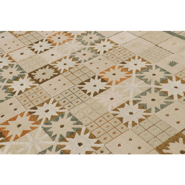 Rug & Kilim Rug & Kilim’s Scandinavian Style Rug in Beige-Brown With Geometric Patterns For Sale - Image 4 of 7