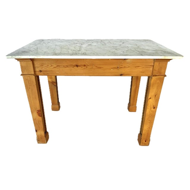 Bronze Swedish Marble Top Pine Console Table With Bronze Mounts For Sale - Image 8 of 17