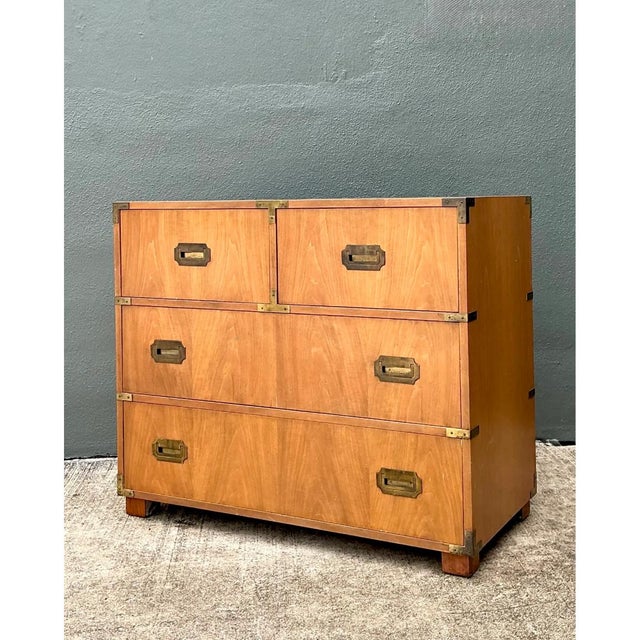Vintage Baker Wood and Metal Campaign Chest For Sale - Image 11 of 13