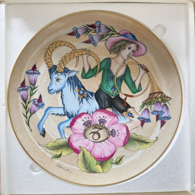 Zodiac Sign Plate Limited Edition 1384/2000 Capricorn in Porcelain by Ole Winther for Hutschenreuther, 1979 For Sale - Image 6 of 6