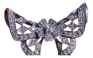 The Radiance: Filigree Diamond Bow Pin/ Pendant Combination in White Gold