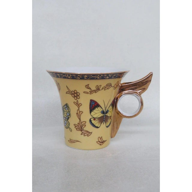 Classic Coffee and Tea Butterfly Espresso Tea Cups and Saucers Set of