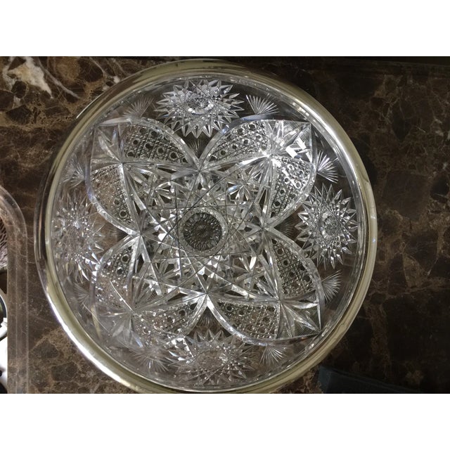 American Antique Cut Glass and Sterling Bowl For Sale - Image 3 of 6