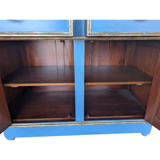 Blue Vintage Mahogany Sideboard with Gold Leaf Details For Sale - Image 8 of 12