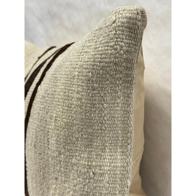 Contemporary Turkish Hemp Pillow Cushion Natural Beige Brown Black Pillow Cushion Cover 16" x 24" For Sale - Image 3 of 4