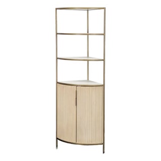 Crate & Barrel Fayette Modern Corner Bookshelf With Storage Cabinet For Sale