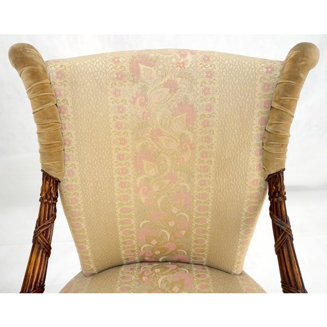 Pair of Carved Mahogany Fireside Lounge Chairs Regency Revival Style Clean! For Sale - Image 11 of 15