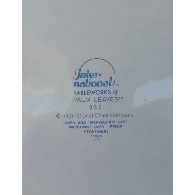 Ceramic Pastel Palm Leaves Stoneware Dinner Plates- Set of 6 For Sale - Image 7 of 8