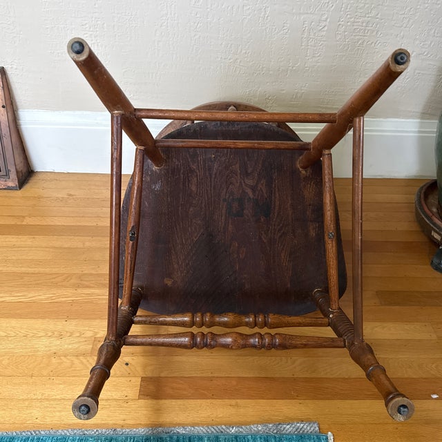 Mid 20th Century VIntage Oak Captain’s Chair For Sale - Image 5 of 5