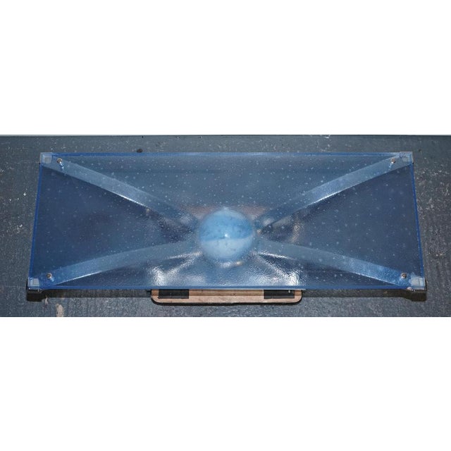 Gold Custom Hand Made Glass Marine Grade Stainless Steel Coffee Table from Soliart For Sale - Image 8 of 18