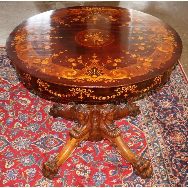 Traditional Late 19th Century Renaissance Revival Mahogany Inlaid Center Table Att to Horner For Sale - Image 3 of 11