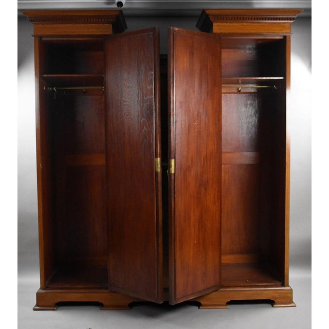 Edwardian Mahogany Triple Wardrobe, 1900 For Sale - Image 9 of 12