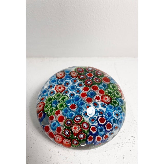 Mid-Century Modern 1970s Murano "millefiori" Art Glass Paperweight For Sale - Image 3 of 10