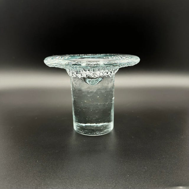 Glass Vintage 1977 Blenko Mushroom Crystal Taper Candlestick Holders Set of 3 For Sale - Image 7 of 8
