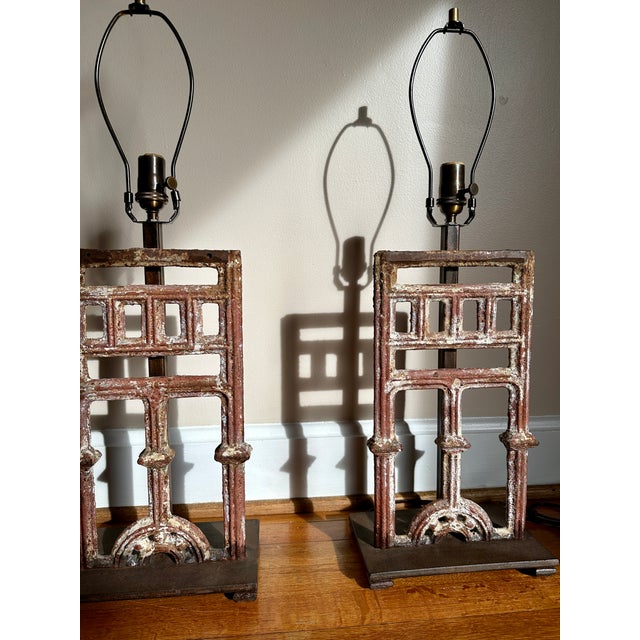 Rustic European French Antique Architectural Table Lamps, Pair For Sale - Image 3 of 16