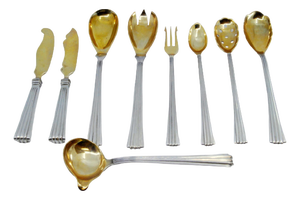 Reed Style Gold Cutlery with Raised Handles, Set of 9