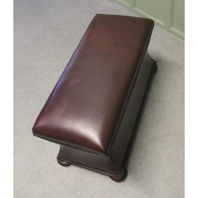 Large Regency Waisted Leather Ottoman For Sale - Image 5 of 8