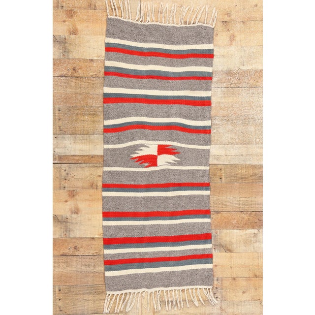 Vintage Rio Grande Chimayo Banded Blanket Rug - 02'00 X 05'00 For Sale - Image 9 of 9