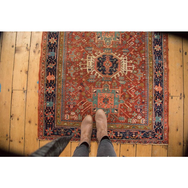 Brick Red Antique Fine Karaja Square Rug - 3'9" x 4'4" For Sale - Image 8 of 11