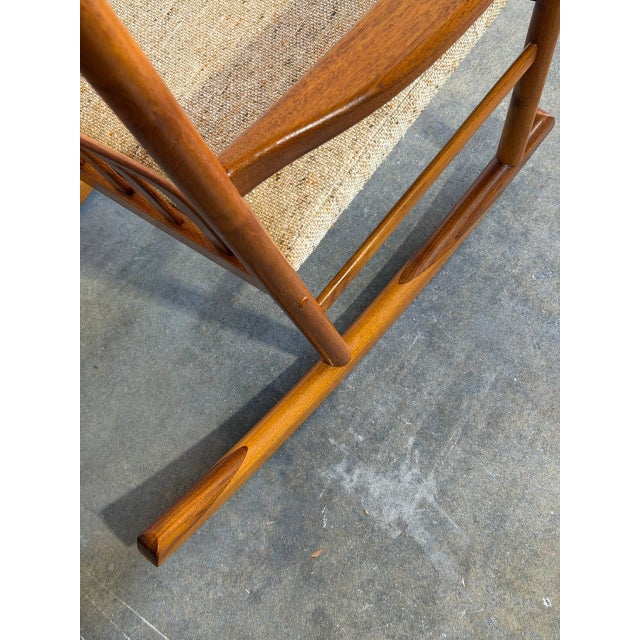 In Style of Hans Wegner Teak High Back Rocking Armchair Danish Vintage 1960s For Sale - Image 13 of 13