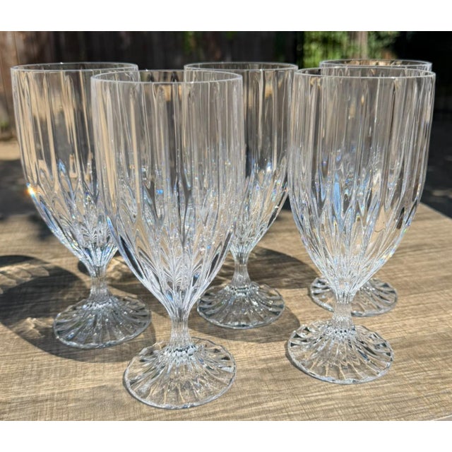 Vintage Mikasa Park Lane Crystal Iced Tea Goblets Glasses Set of 5 For Sale In Dallas - Image 6 of 8