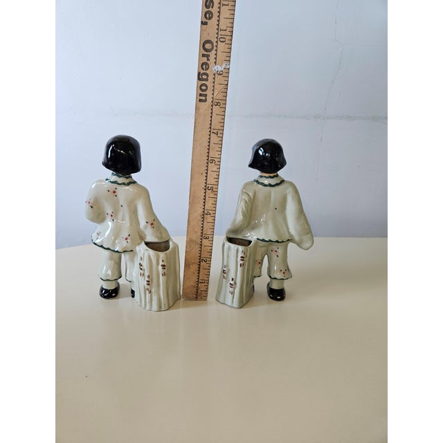 Mid-Century Modern 1950s Florence Ceramics Asian Boy and Girl Figurines- Set of 2 For Sale - Image 3 of 3