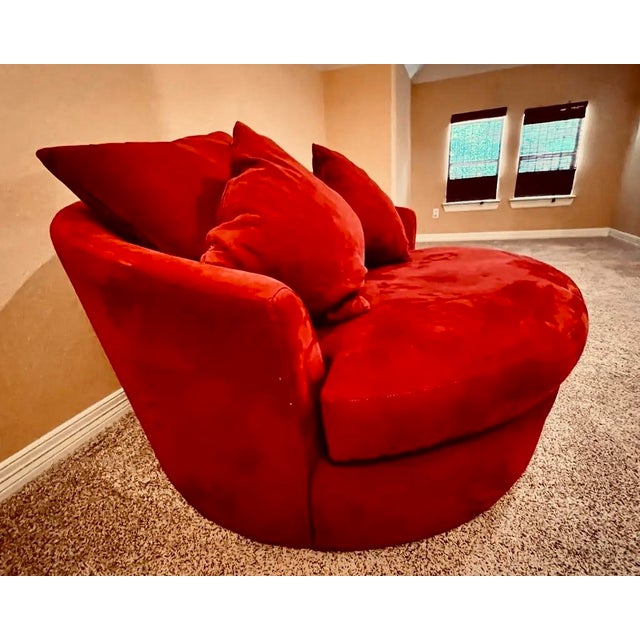Shabby Chic Modern Oversized Barrel Accent Chair For Sale - Image 3 of 4