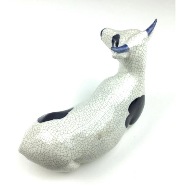 Vintage Hand Fired Artisan Pottery Cow From the Manger For Sale - Image 10 of 13