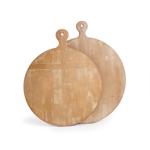 Inlaid wood detail and a warm gray wash make these cutting boards particularly special. Leaning against a backsplash or...