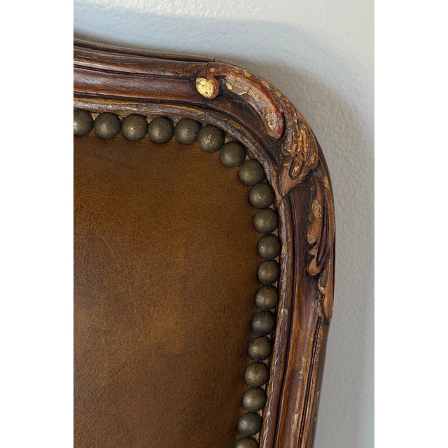Pair of VIntage French Louis XV Cognac Leather Fauteuils For Sale - Image 11 of 18